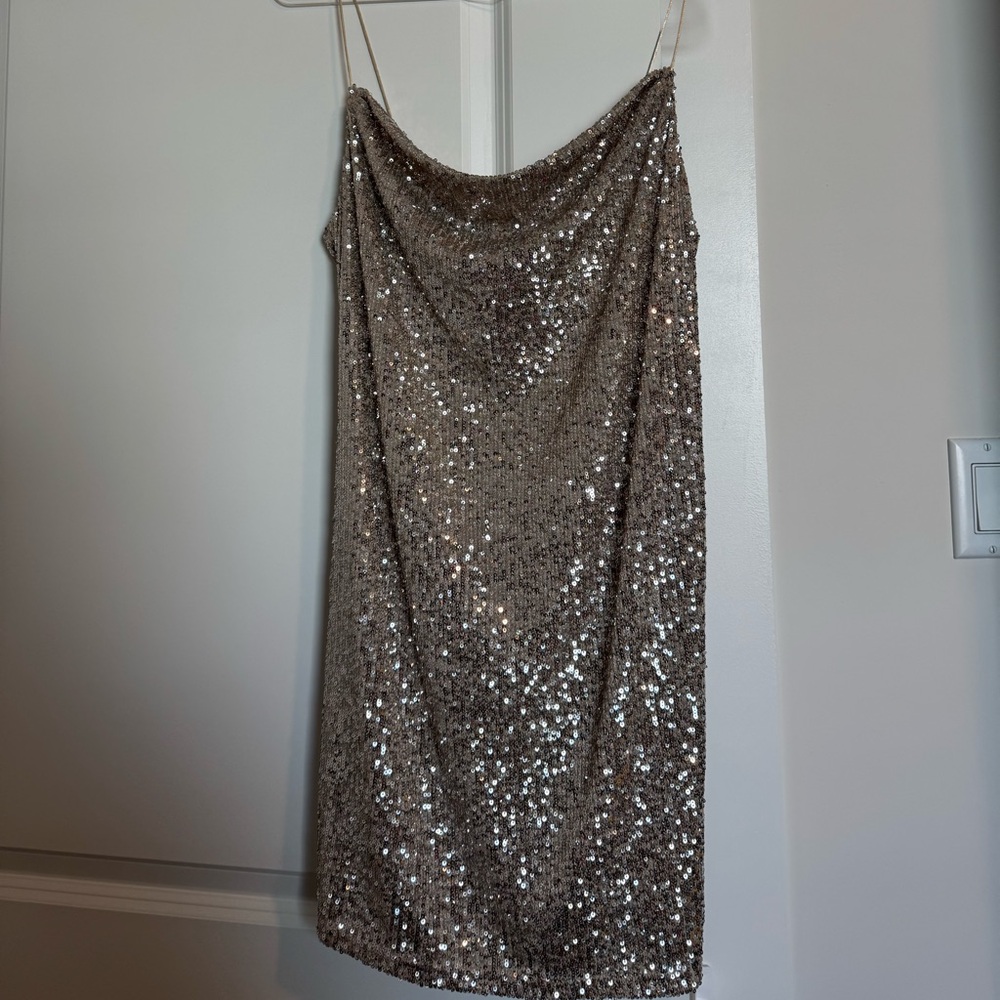 Topshop Gold Sequin Slip Dress Sleeveless Cocktail